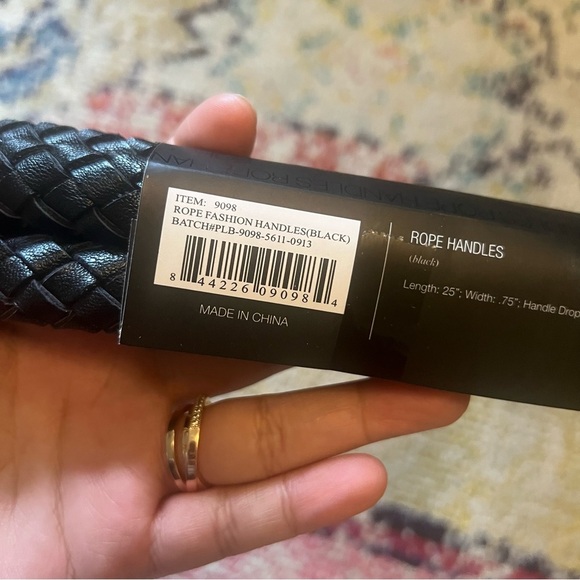 MICHE rope braided Handles Black Leather New - Picture 2 of 5